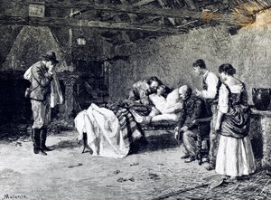Anita Garibaldis død på markis Guicciolis gård (illustration)