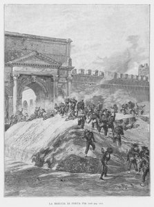 Bruddet på Porta Pia (gravering) af Edouardo Matania