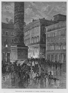 Revolutionsforsøg på Piazza Colonna (gravering) af Edouardo Matania