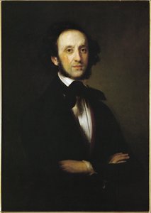 Felix Mendelssohn-Bartholdy, tysk komponist, barnebarn af Moses Mendelssohn (olie på lærred) af Eduard (after) Magnus