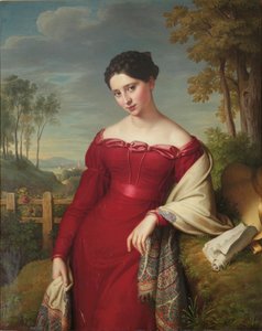 Portræt af en ung elegant dame af Eduard Friedrich Leybold