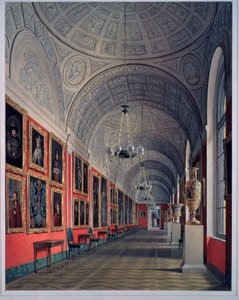 The New Ermitage, The Romanov Gallery, North Site (The New Ermitage, The Romanov Gallery, North Site). Værk af Eduard (Edouard) Hau (1807-1887), akvarel på papir 1864. Russisk kunst 1800-tallet. State Hermitage Sankt Petersborg. af Eduard Hau