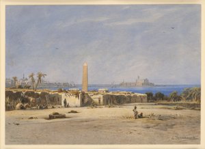 Kleopatras nål i Alexandrias havn af Eduard Hildebrandt