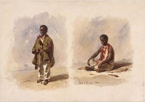 To små afro-brasilianere; den ene står, den anden sidder af Eduard Hildebrandt