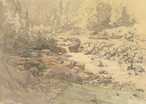 Landskab med klipper i en flod nær Kronau, 1800-begyndelsen af det 20. århundrede.
