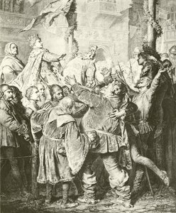 Henry V afviser Falstaff (dybtryk) af Eduard von Grutzner