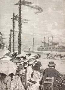 Hestevæddeløb ved Pompei-festivalerne, Pompeji, Italien, gravering fra tegning af Edoardo Dalbono, fra L