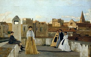 Terrassen, af Edoardo Dalbono (1841-1915), olie på panel, 45x30 cm.