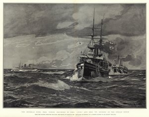 The Imperial Tour, H M S Ophir, eskorteret af H M S Juno og H M S St George, i Det Indiske Ocean