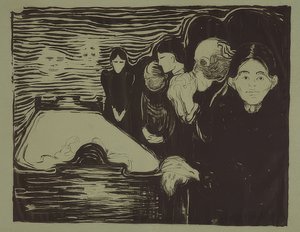 Ved dødslejet. 1896 af Edvard Munch