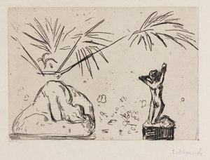 Interiør med skulpturer af Edvard Munch