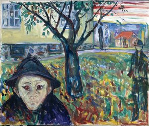 Jalousi i haven - Edvard Munch (1863-1944). Olie på lærred af Edvard Munch