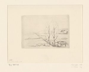 Landskab med hus Norsk landskab (original titel) af Edvard Munch
