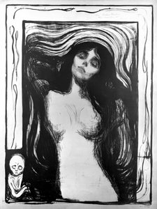 Madonna, litografi af Edvard Munch dedikeret til Dr. Bucher. af Edvard Munch