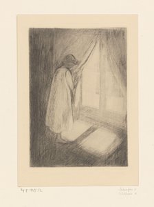 Pige i natkjole ved et vindue Pigen ved vinduet (original titel) af Edvard Munch