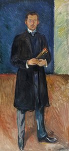 Selvportræt med pensler af Edvard Munch