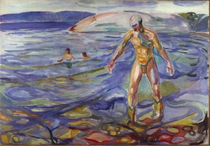 Bademandens maleri af Edvard Munch (1863-1944) 1918 søn. 138x199,5 cm Oslo, Kommunale kunstsamlinger af Edvard Munch
