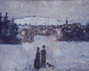 Vinterlandskab i skumringen af Edvard Munch