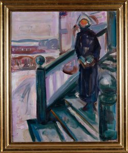 Kvinde på verandaen (olie på lærred) af Edvard Munch