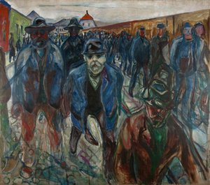 Arbejdere på vej hjem af Munch, Edvard (1863-1944). Olie på lærred, størrelse: 227x201 af Edvard Munch