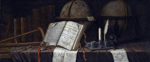 Vanitas Still Life af Edwaert Collier (1642-1708), - Olie på lærred, 41,9x98,8 - Privat samling af Edwaert Colyer or Collier
