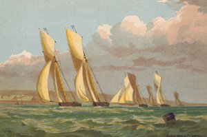Yachts Racing, ud for Erith (farvelitografi)