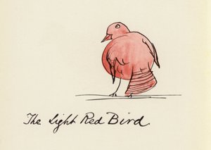 Edward Lear, The Bird Book: The Light Red Bird (farve litho)