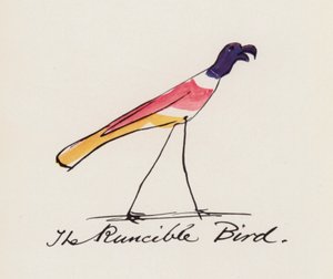 Edward Lear, The Bird Book: The Runcible Bird (farve litho)