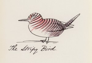 Edward Lear, The Bird Book: The Stripy Bird (farve litho)