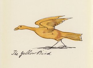 Edward Lear, The Bird Book: The Yellow Bird (farve litho)