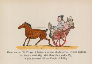 Der var en gammel person fra Ealing, som var helt blottet for gode følelser (farvelagt gravering) af Edward (after) Lear