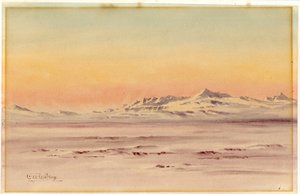 Antarktis kystscene, 1901-04 (wc på papir) af Edward Adrian Wilson