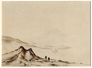 Mount Erebus fra Hut Point, 1901-04 (wc på papir) af Edward Adrian Wilson