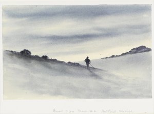 Solnedgang, kl. 19, 30.11. marts, Hut Point, Skibakke, 1911 af Edward Adrian Wilson