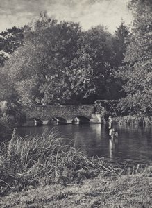 Aftenopgang ved Leverton Bridge (s/h-foto) af Edward Alfred Barton