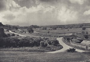 Test Valley fra Chilbolton Down (s/h-foto) af Edward Alfred Barton