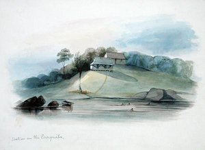 Station on the Essiquibo, British Guyana, ca. 1840 (akvarel på papir)