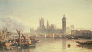 Houses of Parliament og Westminster Bridge af Edward Angelo Goodall