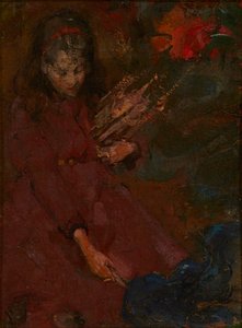At samle brænde (olie på lærred) af Edward Atkinson Hornel