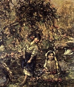 Svanedammen af Edward Atkinson Hornel