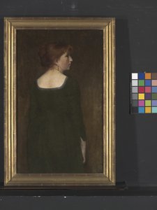 Portræt af en ung kvinde, ca. 1887 (olie på lærred) af Edward August Bell
