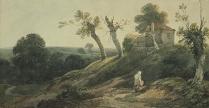 Landskab med et sommerhus af Edward Bird