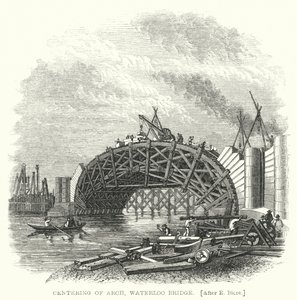 Centrering af bue, Waterloo Bridge (gravering) af Edward Blore