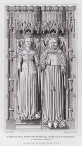Billede af kong Henrik 4. og hans dronning Jeanne de Navarra i Canterbury-katedralen (gravering)