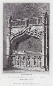 Monument over Archibald 5. jarl af Douglass, i Church of Douglass (gravering) af Edward Blore