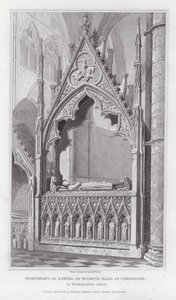 Monument for Aymer de Valence, jarl af Pembroke, i Westminster Abbey (gravering)