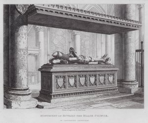 Monument for Edward den Sorte Prins, i Canterbury Cathedral (gravering)