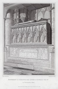 Monument for Eleanor, dronningen af Edward den 1., i Westminster Abbey (gravering)