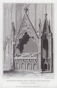 Monument for Gervase Alard, admiral for Cinque Ports, i kirken i Winchelsea (gravering)