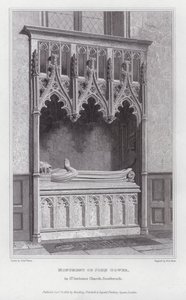 Monument af John Gower, i St Savios Church, Southwark (gravering) af Edward Blore